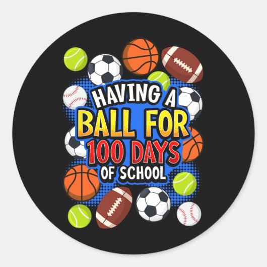 100ste Dag van de School Sketll Voetbal Voetbal Ve Ronde Sticker (Voorkant)