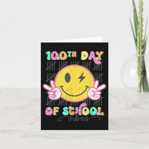 100ste Dag van de School vibes Schattige Groovy 10 Kaart