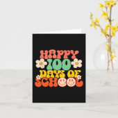 100ste dag van de schoolleraar Kinder Retro Groovy Kaart (Gele Bloem)