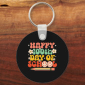 100ste dag van de schoolleraar Kinder Retro Groovy Sleutelhanger (Voorkant)