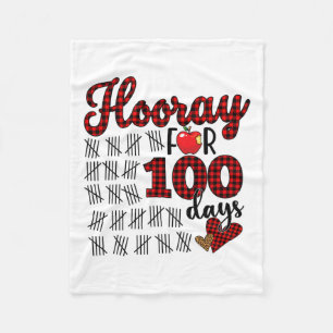 100ste dag van school Buffalo Plaid Hoera voor 100 Fleece Deken