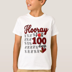 100ste dag van school Buffalo Plaid Hoera voor 100 T-shirt