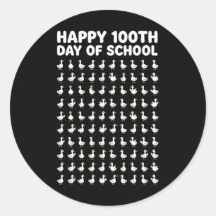 100ste Dag Van School Eenden Gans Tellen Leraar S Ronde Sticker