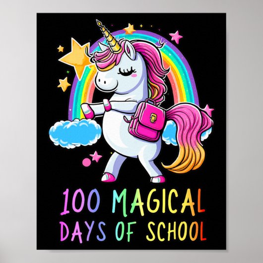 100ste dag van school eenhoorn 100 magische dagen poster (Voorkant)