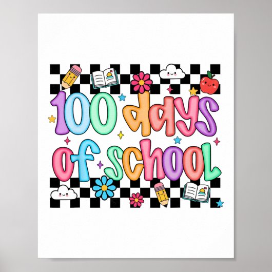 100ste Dag Van School Leraar Kind Grappig 100 Dage Poster (Voorkant)