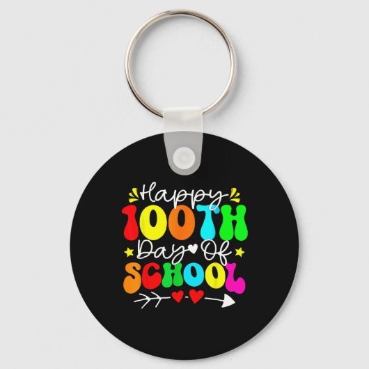 100ste Dag Van School Leraar Kinderen Kind Gelukki Sleutelhanger (Voorkant)