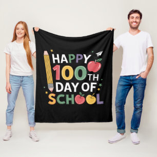 100ste Dag van School Leraren Gelukkig 100 Dagen Fleece Deken