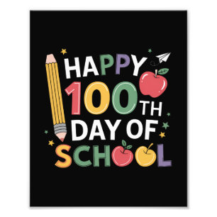 100ste Dag van School Leraren Gelukkig 100 Dagen Foto Afdruk