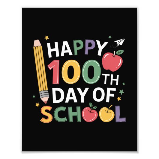 100ste Dag van School Leraren Gelukkig 100 Dagen Foto Afdruk (Voorkant)