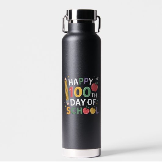 100ste Dag van School Leraren Gelukkig 100 Dagen Waterfles (Voorkant)