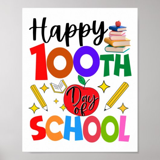 100ste Dag Van School Leraren Studenten Kinderen 1 Poster (Voorkant)