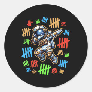 100ste Dag van School Outfit Teacher Boys Astronau Ronde Sticker