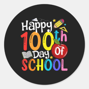 100ste dag van schoolleraren student gelukkig 100 ronde sticker