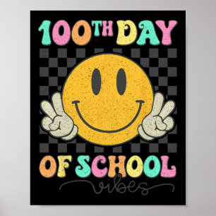 100ste dag van schoolvibes Schattige glimlachgezic Poster