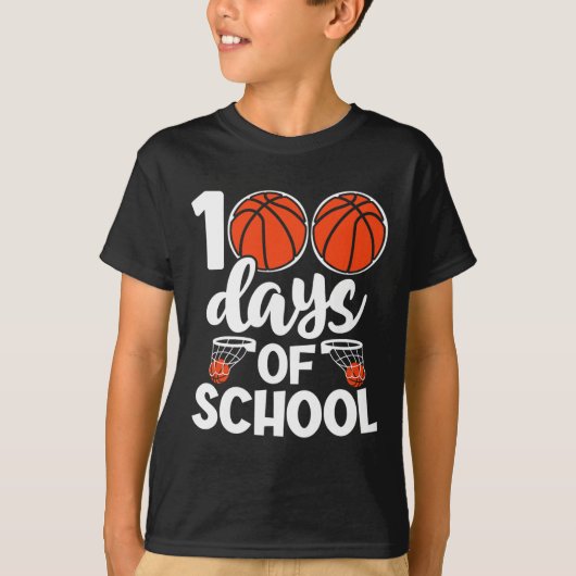 100ste dagen van school Bysketbyll Kinder jongens  T-shirt (Voorkant)