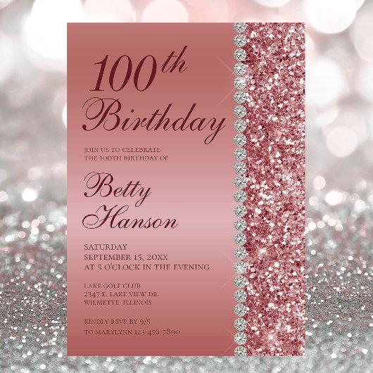 100ste Elegant Roos Gouden Verjaardag Kaart