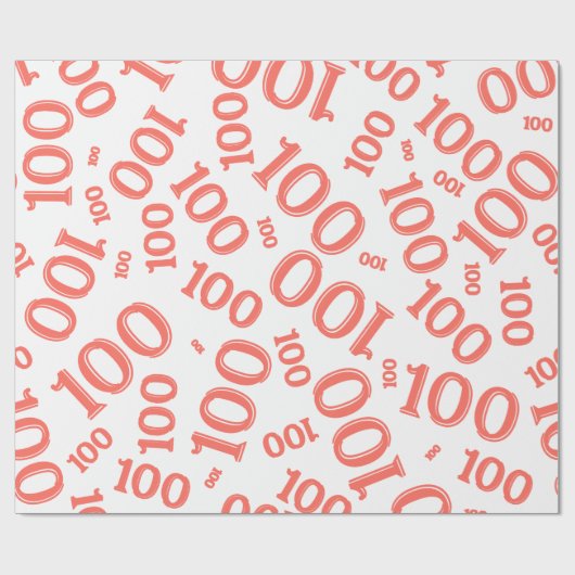 100ste koraal/wit willekeurig aantal patroon groot cadeaupapier (Vlak)