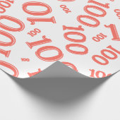 100ste koraal/wit willekeurig aantal patroon groot cadeaupapier (Hoek)