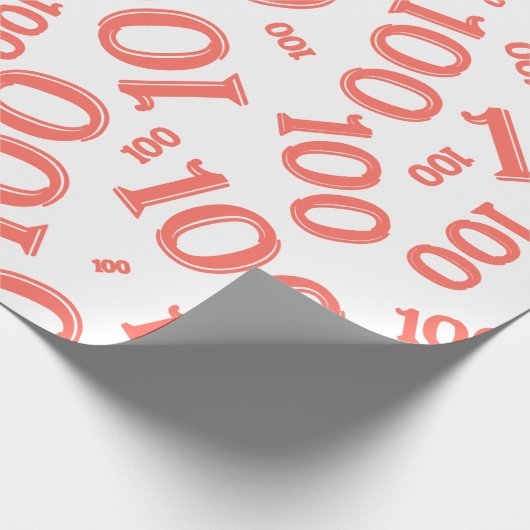 100ste koraal/wit willekeurig aantal patroon groot cadeaupapier (Hoek)