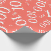 100ste koraal/wit willekeurig aantal patroon groot cadeaupapier (Hoek)