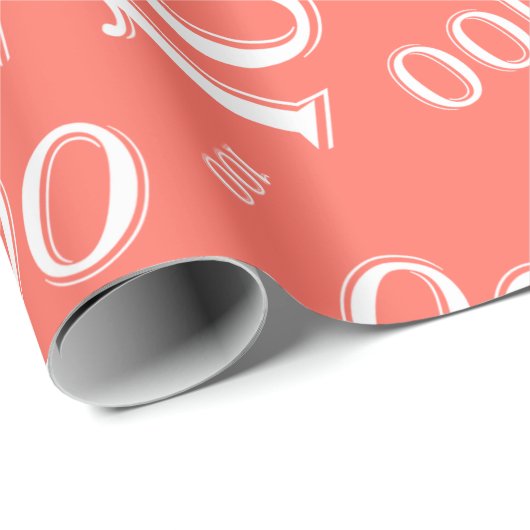 100ste koraal/wit willekeurig aantal patroon groot cadeaupapier (Rol Hoek)