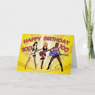 100ste Rockin verjaardag met een meisjesband Kaart