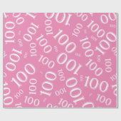 100ste Roze/Wit Willekeurig Getal Patroon Groot Cadeaupapier (Vlak)
