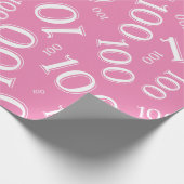 100ste Roze/Wit Willekeurig Getal Patroon Groot Cadeaupapier (Hoek)