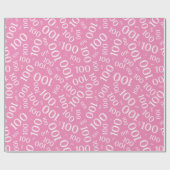 100ste Roze/Witte Willekeurige Nummer Patroon Medi Cadeaupapier (Vlak)