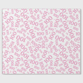 100ste Roze/Witte Willekeurige Nummer Patroon Medi Cadeaupapier (Vlak)