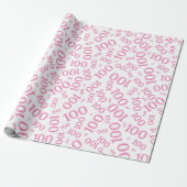 100ste Roze/Witte Willekeurige Nummer Patroon Medi Cadeaupapier (Uitgerold)
