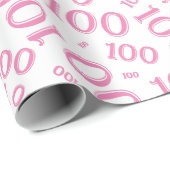 100ste Roze/Witte Willekeurige Nummer Patroon Medi Cadeaupapier (Rol Hoek)
