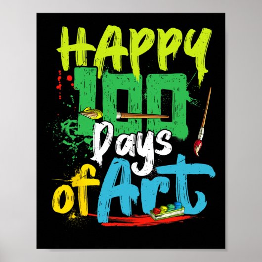 100ste schooldag 100 dagen kunstleraar poster (Voorkant)
