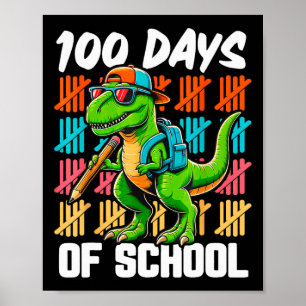 100ste schooldag 100 dagen schooltruck dinosaurus poster