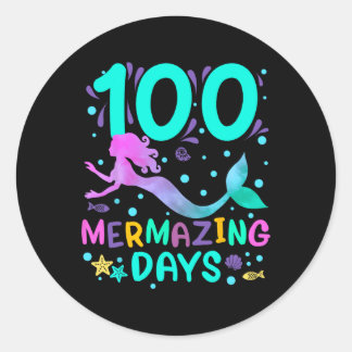 100ste schooldag 100 Mermazing Days of School M Ronde Sticker