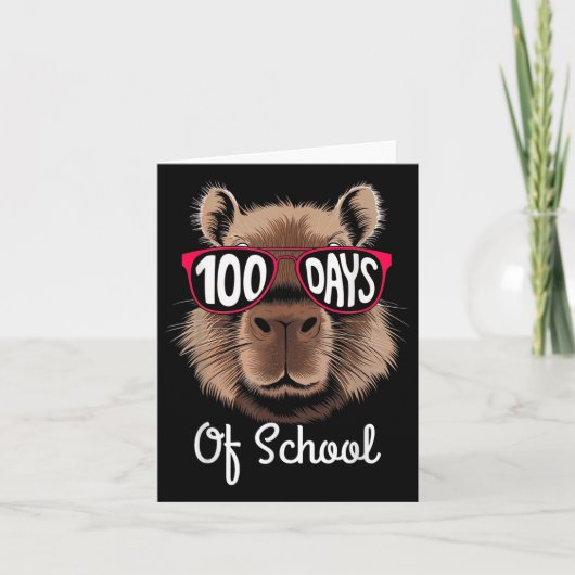 100ste schooldag Cool Capybara 100 dagen slimmer Kaart (Voorkant)