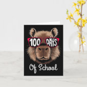 100ste schooldag Cool Capybara 100 dagen slimmer Kaart (Gele Bloem)