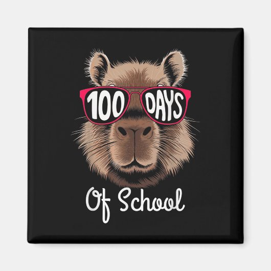 100ste schooldag Cool Capybara 100 dagen slimmer Magneet (Voorkant)