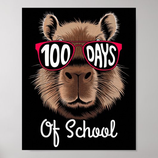 100ste schooldag Cool Capybara 100 dagen slimmer Poster (Voorkant)