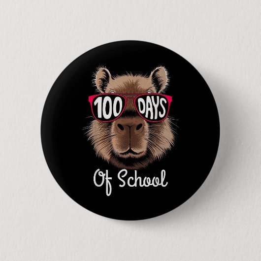 100ste schooldag Cool Capybara 100 dagen slimmer Ronde Button 5,7 Cm (Voorkant)