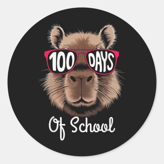 100ste schooldag Cool Capybara 100 dagen slimmer Ronde Sticker (Voorkant)