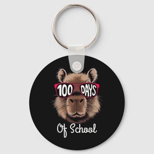 100ste schooldag Cool Capybara 100 dagen slimmer Sleutelhanger (Voorkant)