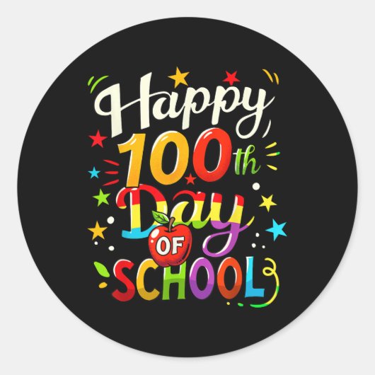 100ste schooldag Happy 100 Days _7 Ronde Sticker (Voorkant)
