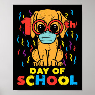 100ste schooldag Hond met masker 100 dagen quarant Poster
