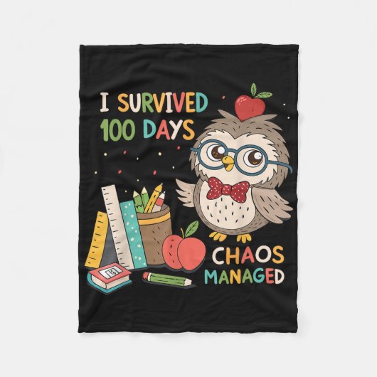 100ste schooldag - Ik overleefde 100 dagen - Chaos Fleece Deken (Voorkant)