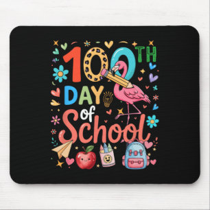 100ste Schooldag Kleurrijke Cute Flamingo Leraar Muismat