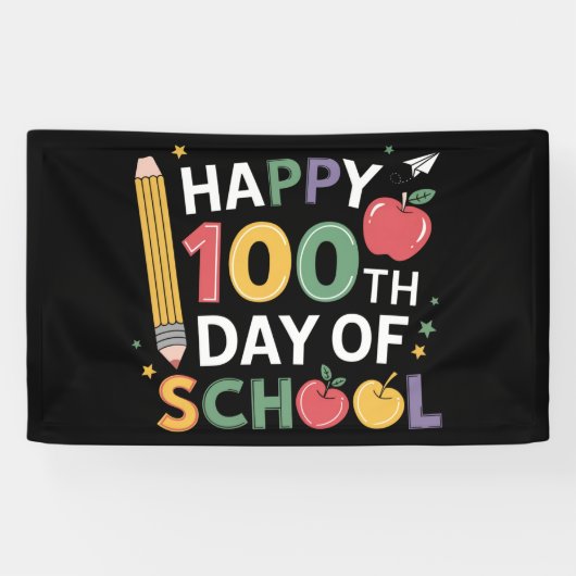 100ste Schooldag Leraren Gelukkig 100 Dagen Spandoek (Horizontaal)
