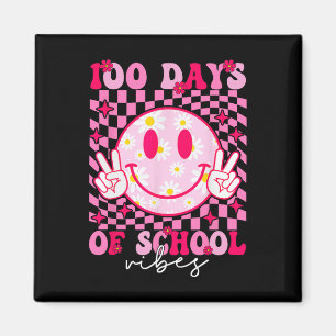 100ste Schooldag Vibes Roze Glimlach Gezicht 100 D Magneet
