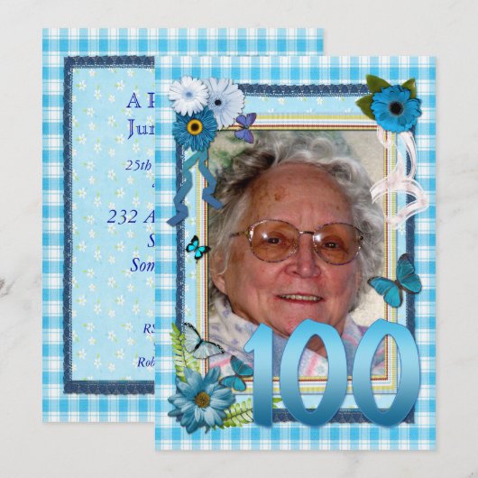 100ste uitnodiging voor verjaardagsfeestje (Voorkant / Achterkant)