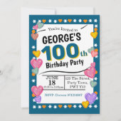 100ste verjaardag 100 jaar oud feest kaart (Voorkant)